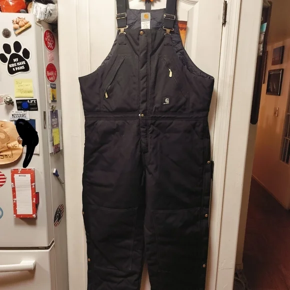 Carhartt Black Insulated Biberalls Bib/Overalls - Picture 1 of 4